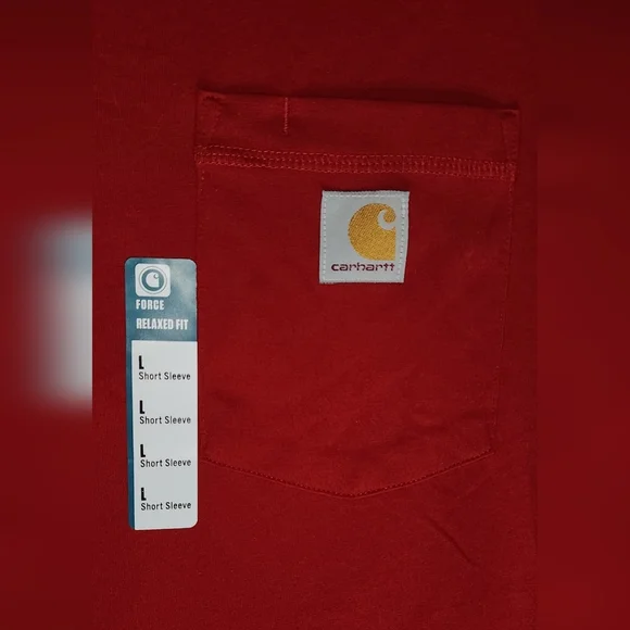 Carhartt Force Relaxed Fit Men's Midweight Red T-Shirt W Pocket - Picture 4 of 6